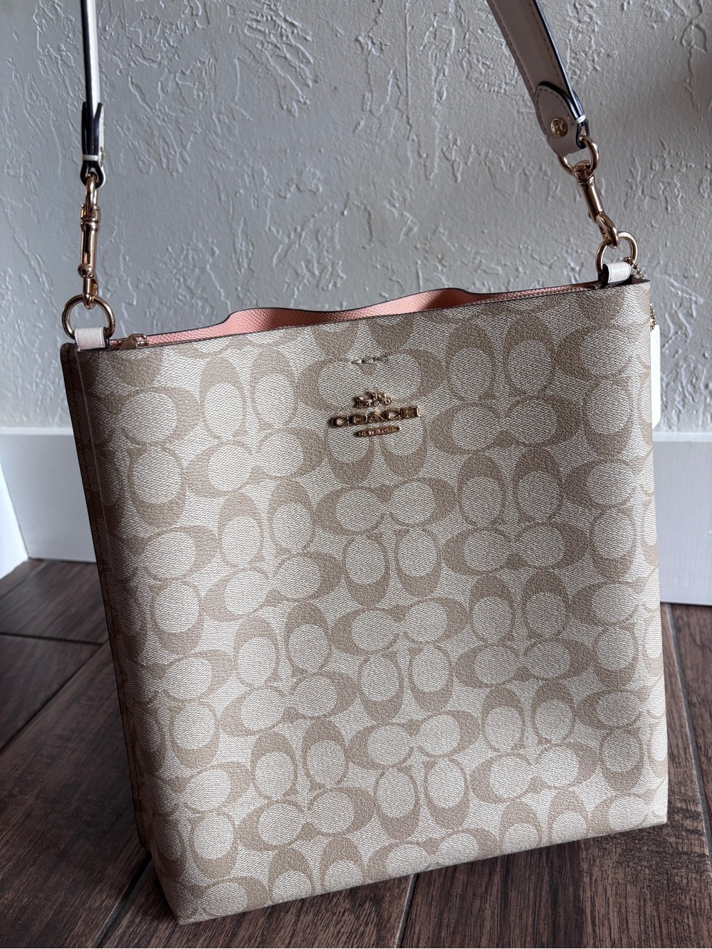 Coach Molly Bucket Bag in Khaki/Chalk Signature Canvas Shoulder Bag